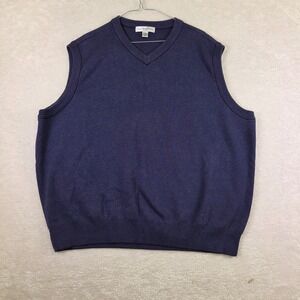 Cypress Links Mens 2X Navy Blue V-Neck Cotton Knit Sweater Vest 4108